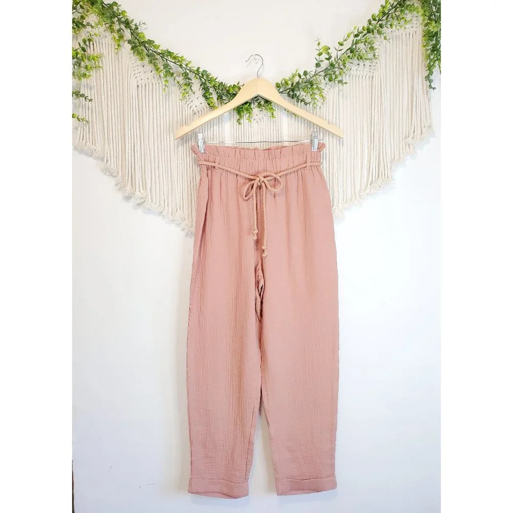 Pink Lily Gauze Straight Pants - Picture 2 of 8